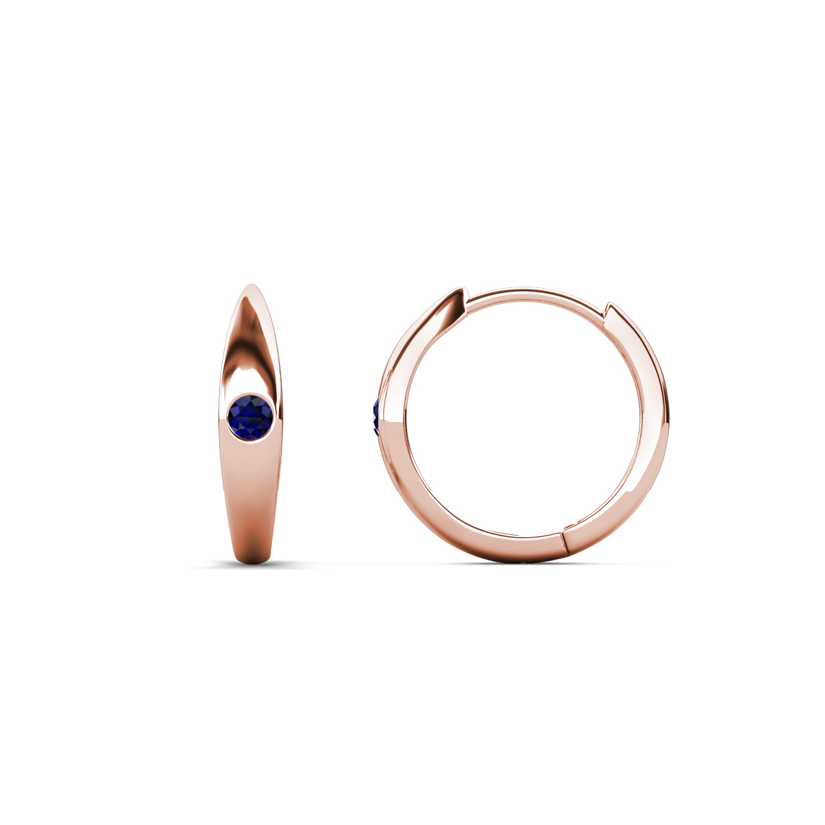Anissa Blue Sapphire Dome Women Huggie Earrings 